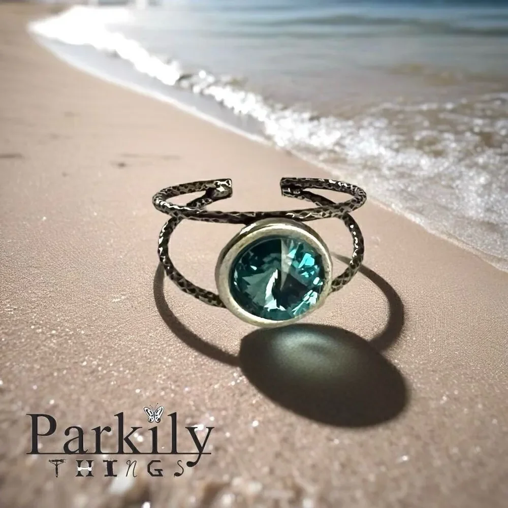 Handcrafted Sparkly Ring Made with Swarovski Crystal Adjustable Fit